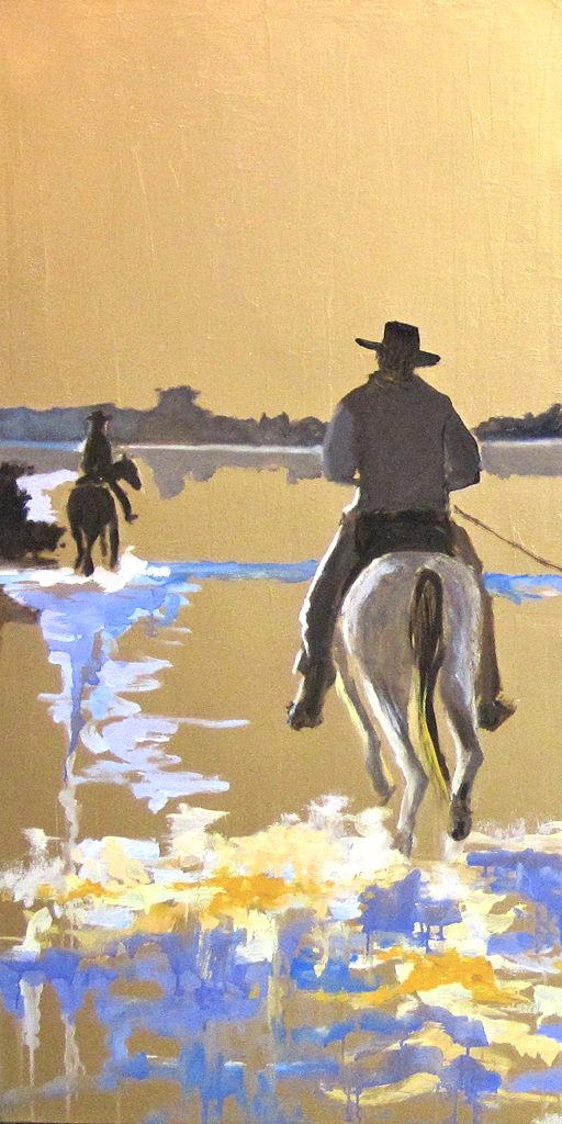 Les Gardiens de Camargue I, 24 x 48 inches